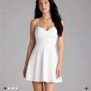 Windsor White A-Line Mini Dress Sweetheart Neckline